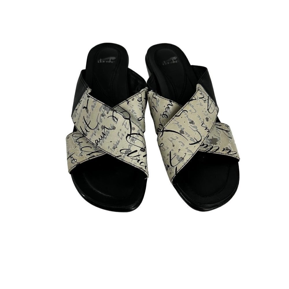* Dansko Signature Criss Cross Black Wedge Sandals Size 38